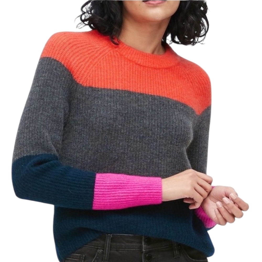 Banana Republic Colorblock Wool Blend Pullover Sweater Striped Sz M - Picture 8 of 9